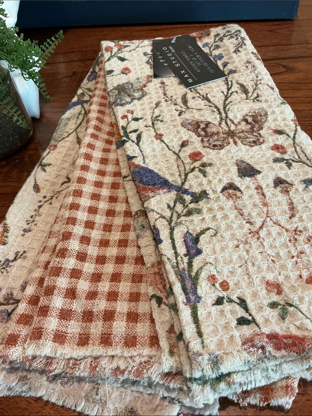 Max Studio Waffle Weave Kitchen Towels - Set of 3